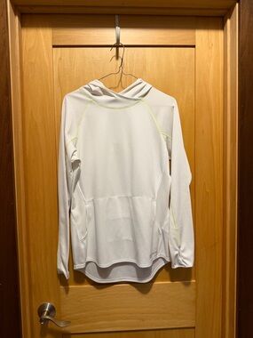 Lightweight White Hoodie with Neon Stitching